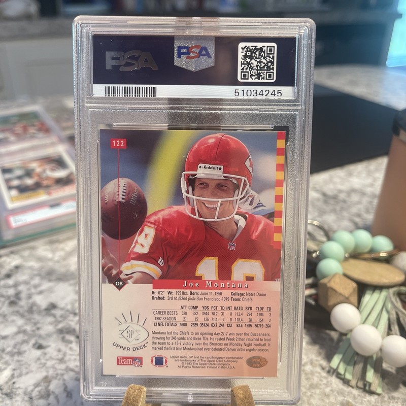 JOE MONTANA PSA 9 1993 UD SP FOOTBALL #122 CHIEFS 2308 view 2