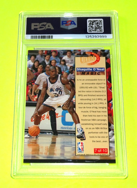 1992-93 Fleer Ultra - 'All Rookie Series #7' - Shaquille O'Neal - (RC) - PSA 8 - view 2