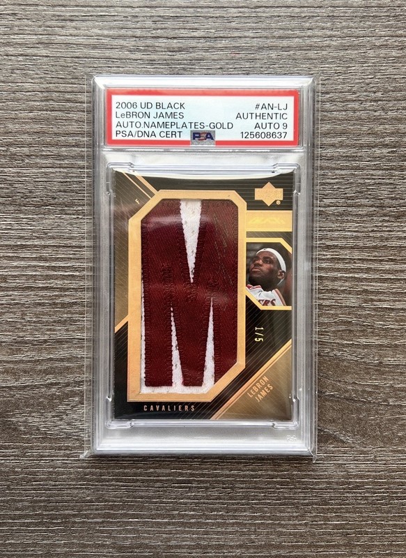 2006-07 Upper Deck Black LeBron James #AN-LJ Auto Nameplates Gold /5 PSA