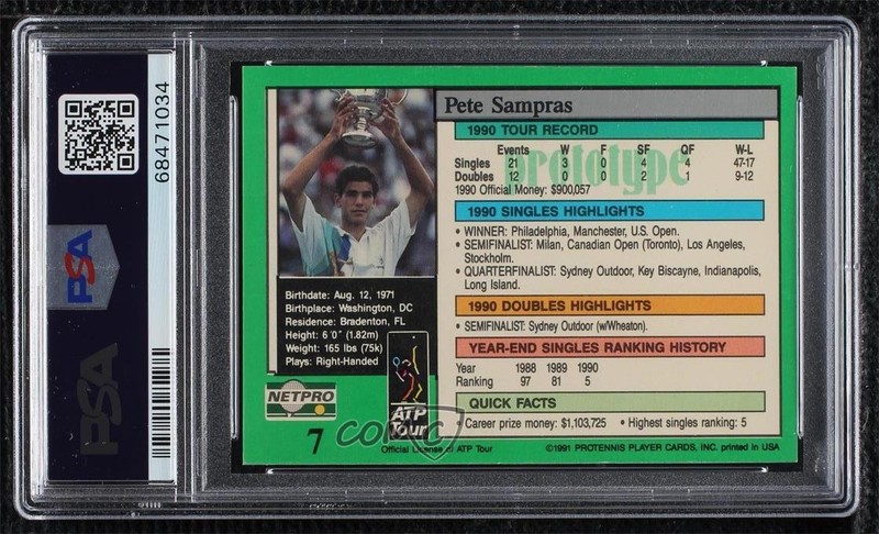 1991 NetPro Tour Stars Prototype Pete Sampras #7 Rookie RC HOF 0jk3 view 2