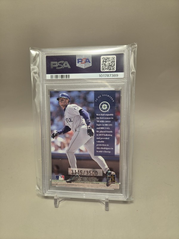 1997 Leaf Ken Griffey Jr Dress For Success PSA 8 # /3500 HOF Mariners view 2