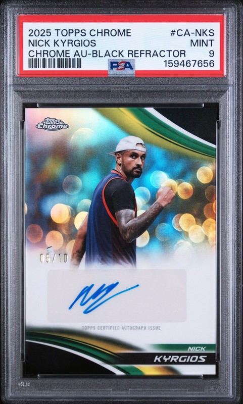 2025 Topps Chrome #CA-NKS Nick Kyrgios Chrome Autographs Black PSA 9 #/10