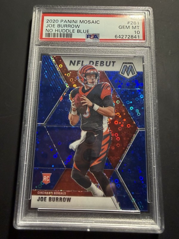 PSA 10 2020 Panini Mosaic Joe Burrow No Huddle Blue Mosaic  /75 Rookie Card RC