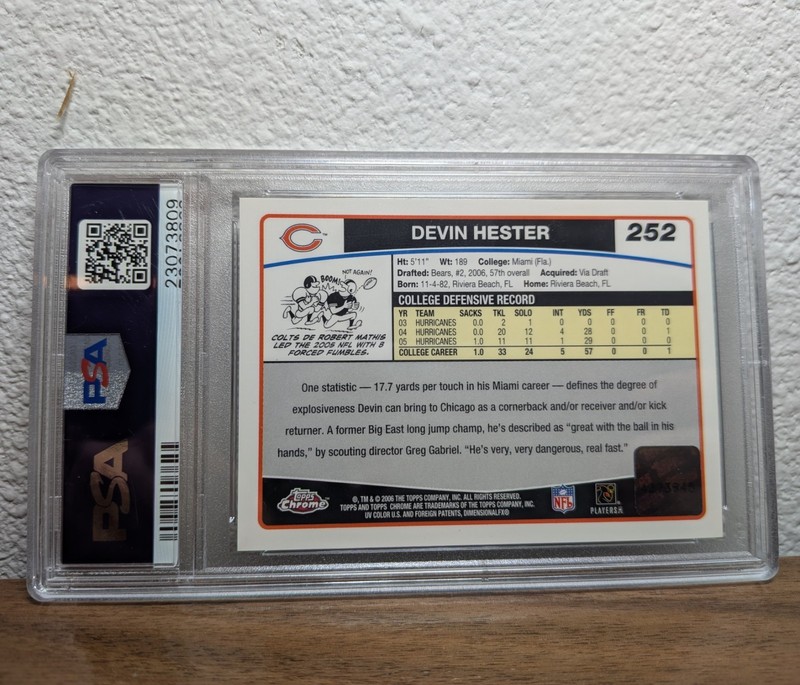 DEVIN HESTER 2006 Topps Chrome #252 Rookie Auto (AU, RC) PSA 10 view 2
