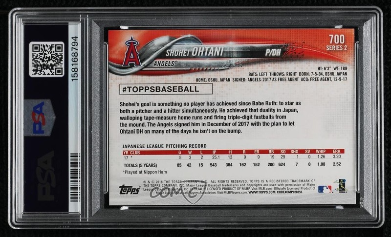 2018 Topps Shohei Ohtani (White Jersey) #700 Rookie RC 13c1 view 2