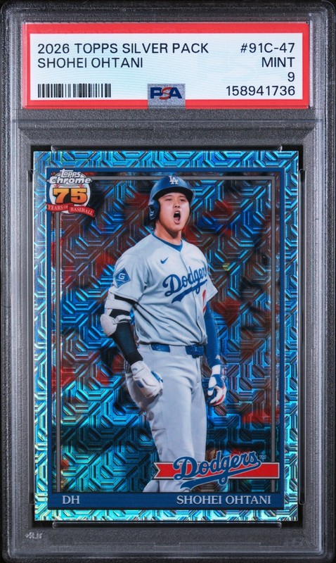 2026 TOPPS SILVER PACK 1991 CHROME PROMO #91C-47 SHOHEI OHTANI PSA 9