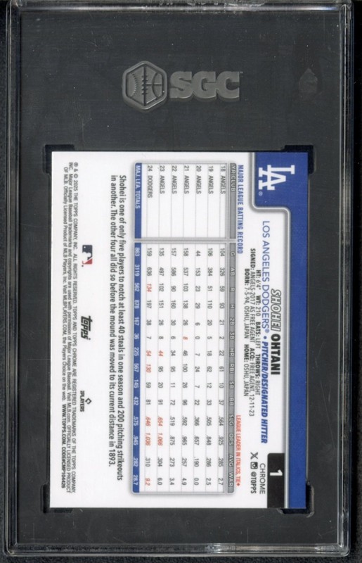 2025 Topps Chrome Shohei Ohtani X-Fractor #1 SGC 10 GEM MINT view 2