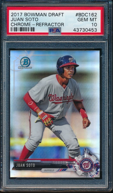 PSA 10 JUAN SOTO 2017 Bowman Chrome Refractor Nationals Rookie Card RC GEM MINT