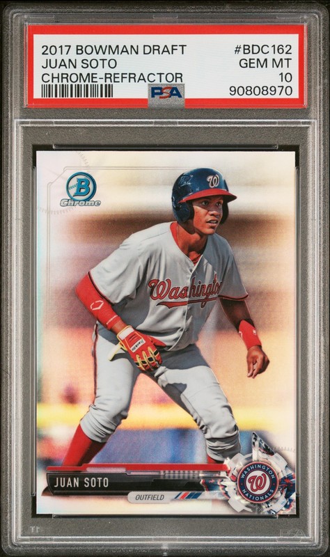 PSA 10 JUAN SOTO 2017 Bowman Chrome Refractor Nationals Rookie Card RC GEM MINT view 2