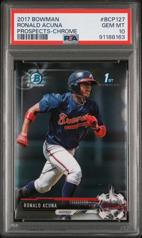PSA 10 RONALD ACUNA JR. 1st 2017 Bowman Chrome Braves Rookie Card RC GEM MINT view 2