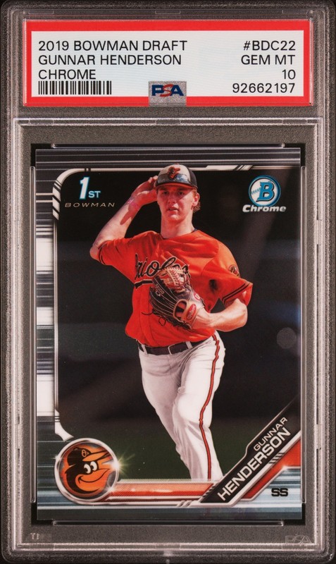 PSA 10 GUNNAR HENDERSON 2019 Bowman Chrome Draft Orioles Rookie Card RC GEM MINT view 2