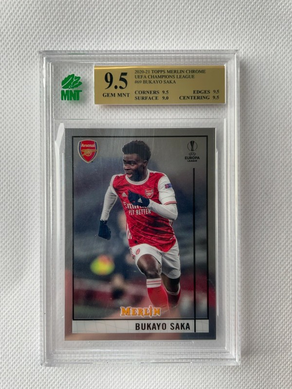 2020-21 Topps UEFA Merlin Chrome BUKAYO SAKA #69 MNT GEM 9.5 ARSENAL FC
