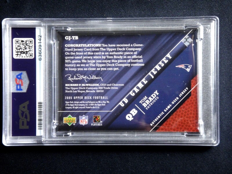 TOM BRADY 2005 UPPER DECK UD GAME WORN USED JERSEY PATCH PSA 7 PATRIOTS GOAT view 2