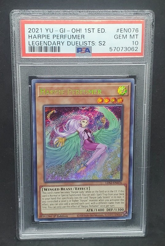 Yugioh PSA 10 GEM MINT Harpie Perfumer LDS2-EN076 Secret Rare 1st Edition
