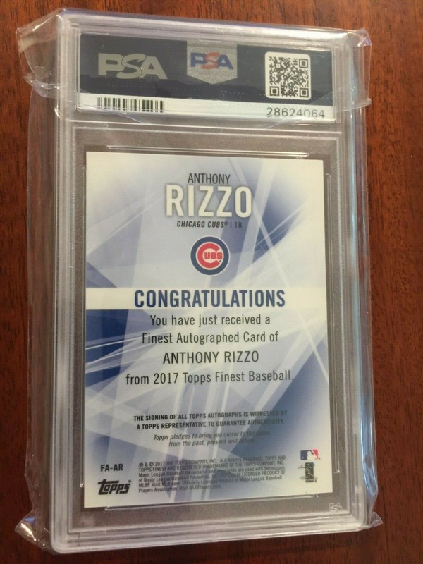 2017 Finest ANTHONY RIZZO #FA-AR RED Wave Refractor 6/25 AUTO PSA 10 - GEM MT view 2