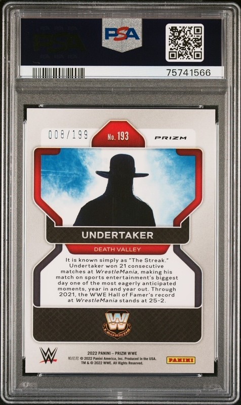 2022 Panini Prizm WWE The Undertaker Premium Box Scope Prizm /199 PSA 10 HOF! view 2
