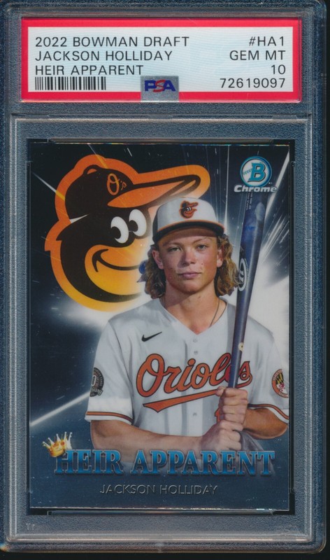 PSA 10 JACKSON HOLLIDAY 2022 Bowman Chrome Draft HEIR APPARENT ORIOLES GEM MINT