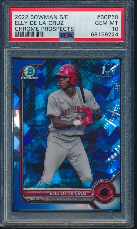 PSA 10 ELLY DE LA CRUZ 1st 2022 Bowman Chrome SAPPHIRE Edition REDS RC GEM MINT