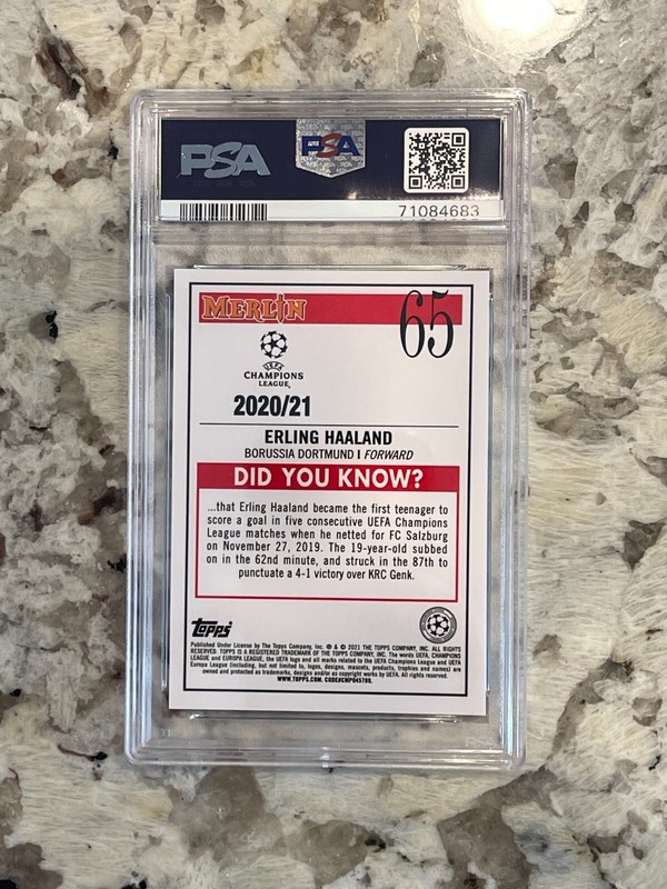 2020/21 Topps Merlin Chrome UCL Erling Haaland PSA 10  view 2