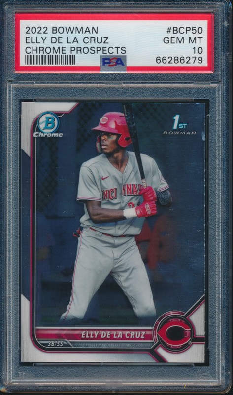 PSA 10 ELLY DE LA CRUZ 1st 2022 Bowman Chrome Prospects REDS Rookie RC GEM MINT