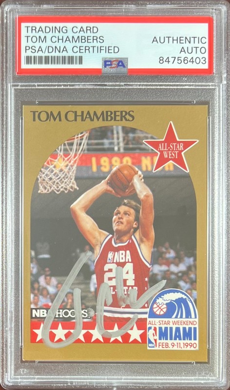 Tom Chambers auto 1990 NBA Hoops #15 card Phoenix Suns PSA Encapsulated view 1