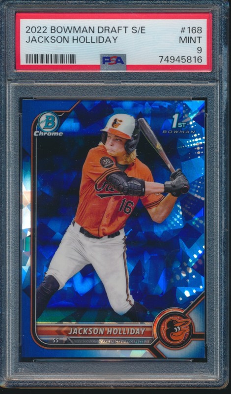 PSA 9 JACKSON HOLLIDAY 1st 2022 Bowman Chrome SAPPHIRE EDITION Rookie RC MINT view 1