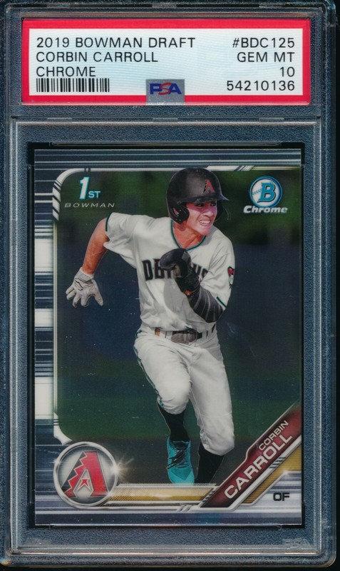PSA 10 CORBIN CARROLL 1st 2019 Bowman Chrome Draft Rookie Card RC GEM MINT view 1