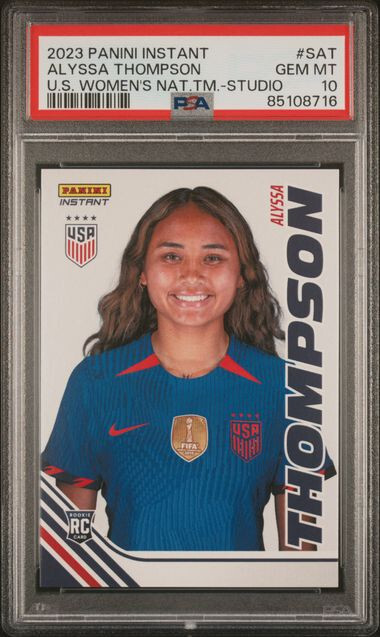 2023 Panini Instant USWNT Soccer Studio Alyssa Thompson RC card PSA 10