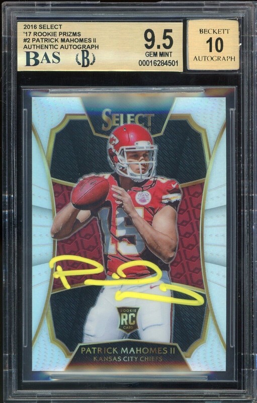 2016 Select '17 XRC Prizm #2 Patrick Mahomes Rookie BGS 9.5/10 Auto GEM MINT