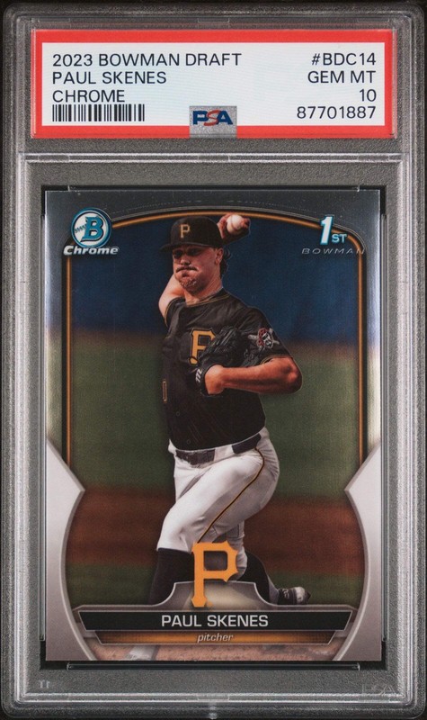 Graded 2023 Topps Bowman Draft Paul Skenes #BDC14 Chrome RC Baseball Card PSA 10