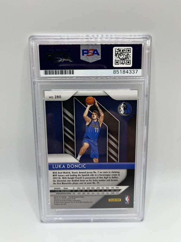 Luka Doncic Signed 2018-19 Panini Prizm #280 RC Rookie AUTO PSA/DNA Mavs view 2