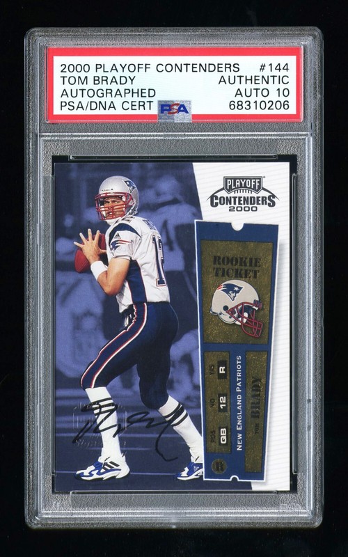 2000 PLAYOFF CONTENDERS #144 TOM BRADY AUTO ROOKIE TICKET AUTHENTIC ~ PSA/DNA 10