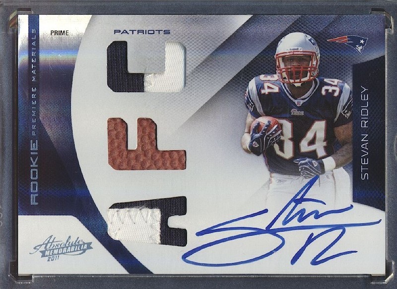 2011 Absolute AFC Signature Stevan Ridley #208 RC Jersey Ball Patches Auto /25 view 1