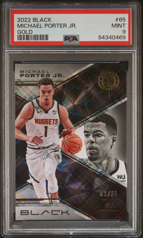 2022 Panini Black - Gold #65 Michael Porter Jr. # 1/25 PSA 9 - Jersey Number
