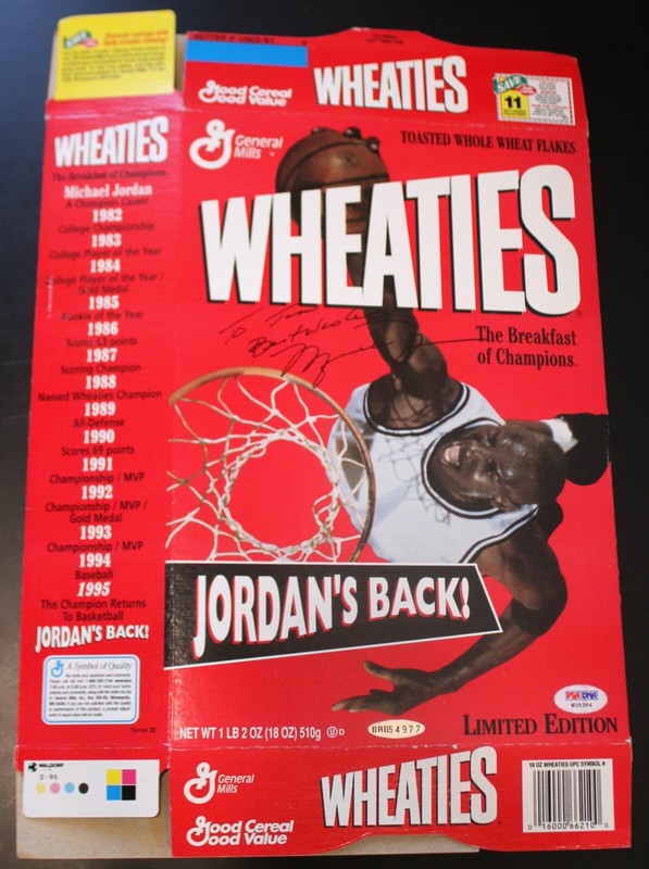 Michael Jordan ~ Signed Autographed 1995 Wheaties Cereal Box Auto ~ PSA DNA view 2