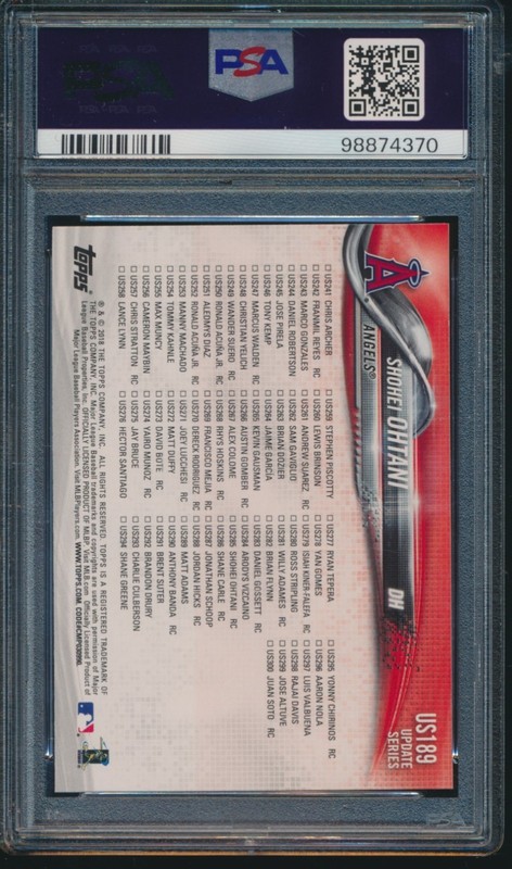 PSA 10 SHOHEI OHTANI/OTANI 2018 TOPPS UPDATE US189 LA ANGELS Rookie RC GEM MINT view 2