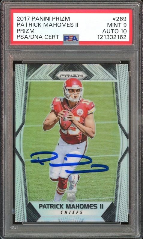 2017 Panini Prizm Silver #269 Patrick Mahomes RC Rookie PSA 9/10 Auto MINT