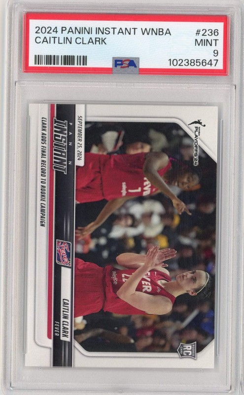 Graded 2024 Panini Instant WNBA Caitlin Clark #236 Rookie Basketball Card PSA 9