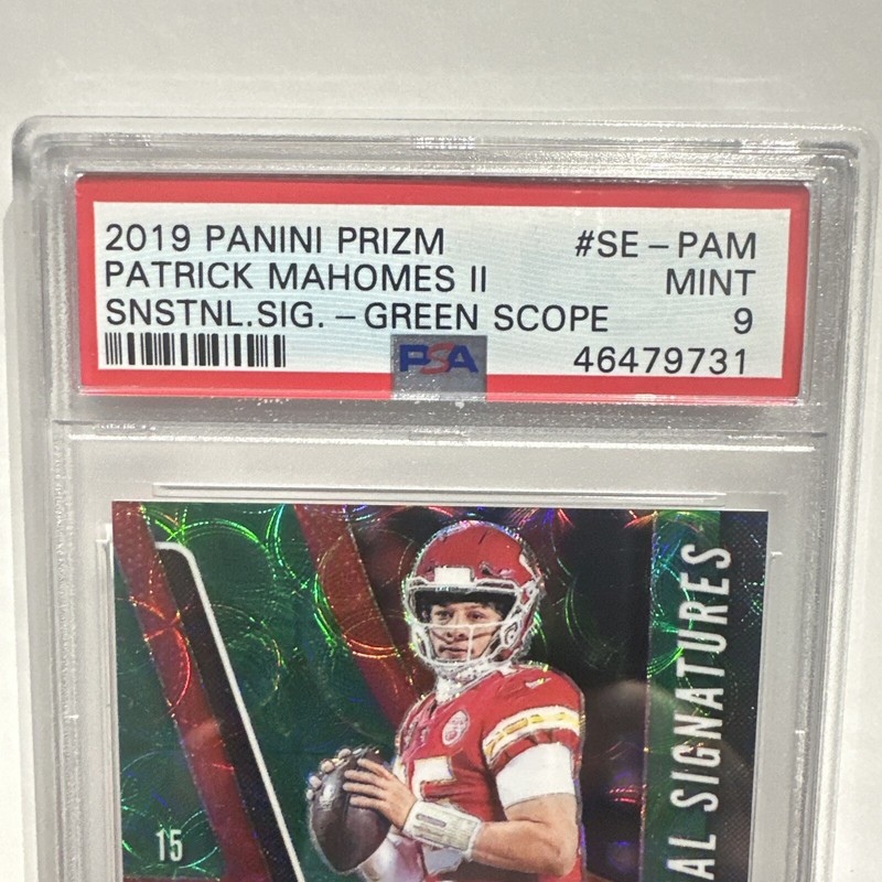 2019 Prizm Patrick Mahomes Sensational Signatures Green Scope Auto  03/15 SE-PAM view 2