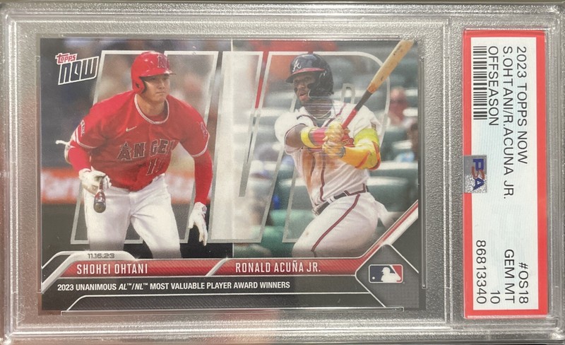 SHOHEI OHTANI & RONALD ACUNA JR PSA 10 2023 Topps Now #OS18 MVP ⚾️🏆🏆 view 1