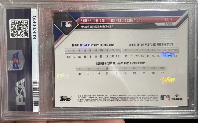 SHOHEI OHTANI & RONALD ACUNA JR PSA 10 2023 Topps Now #OS18 MVP ⚾️🏆🏆 view 2
