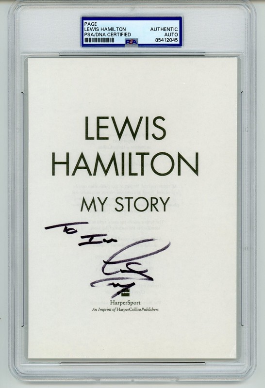 Lewis Hamilton ~ Signed Autographed "My Story" Auto Page ~ PSA DNA Encased
