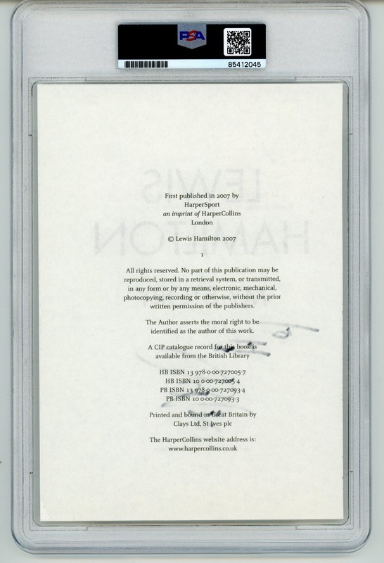 Lewis Hamilton ~ Signed Autographed "My Story" Auto Page ~ PSA DNA Encased view 2