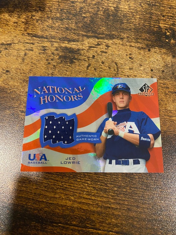 2004 SP Prospects National Honors Jed Lowrie Game Used Jersey Card NH-JL