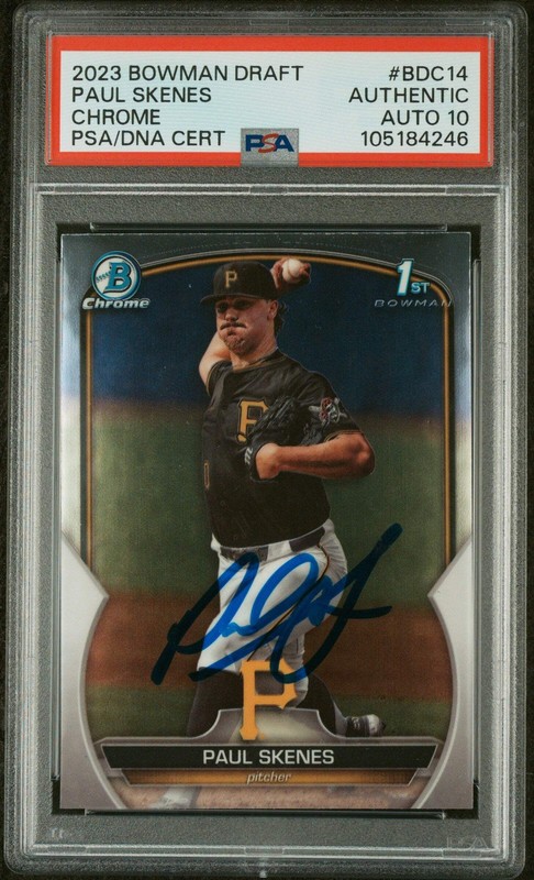 Graded 2023 Bowman Draft Paul Skenes #BDC14 Chrome RC Baseball Card PSA 10 Auto