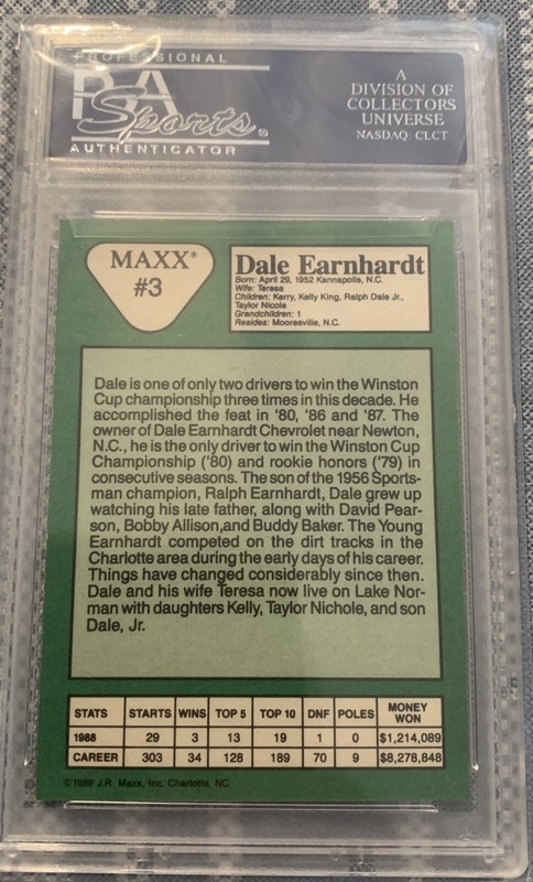 1989 MAXX RACING DALE EARNHARDT #3 PSA 9 MINT view 2