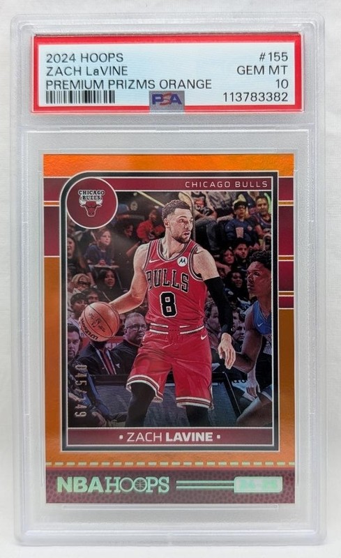 2024 NBA Hoops - Zach LaVine #155 Premium Prizms Orange 045/149 - PSA 10 GEM MT