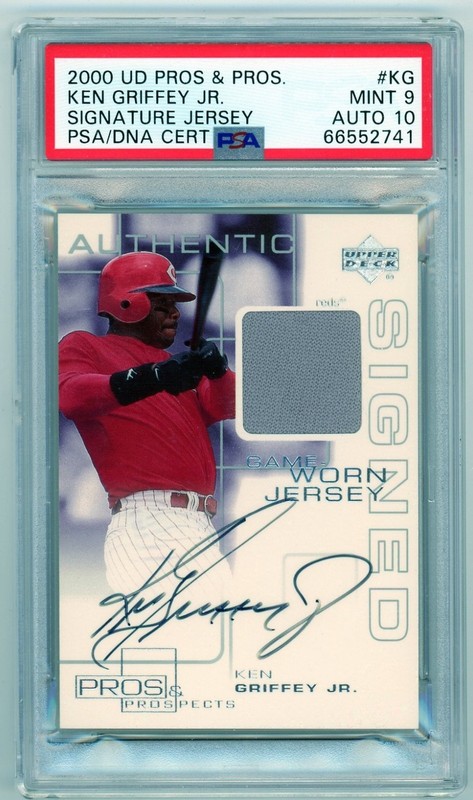 2000 UD Pros & Prospects Ken Griffey Jr. Auto Patch Psa 9 Auto 10 Game Worn #KG