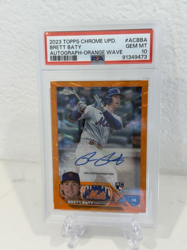 Brett Baty Rookie Auto 2023 Topps Chrome Orange /25 PSA 10 METS (RC)