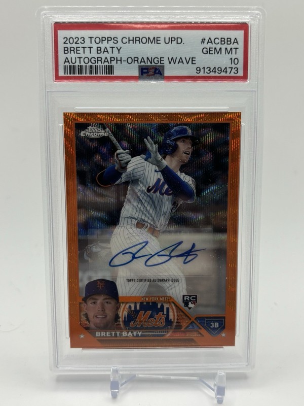 Brett Baty Rookie Auto 2023 Topps Chrome Orange /25 PSA 10 METS (RC) view 2